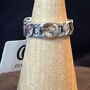Interlocking G Gucci Ring in 925 Sterling Silver size Italy 14 USA 6